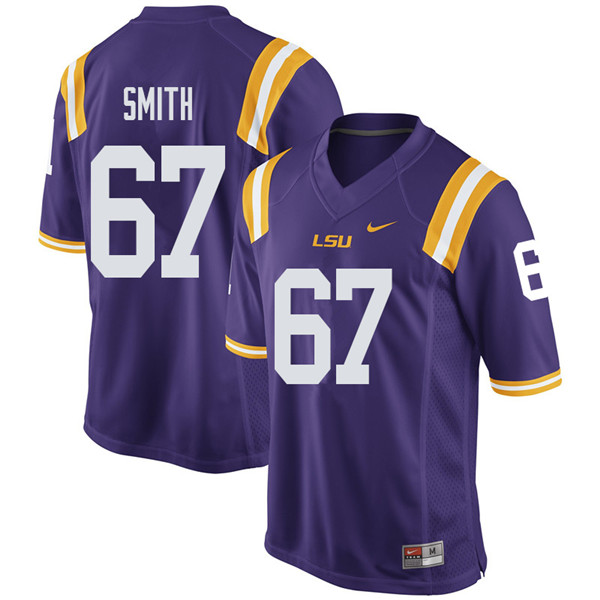Men #67 Cole Smith LSU Tigers College Football Jerseys Sale-Purple